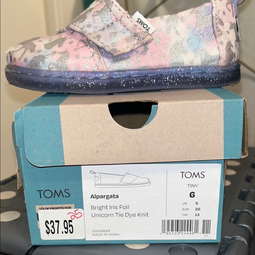 Toms Purple and Silver Canvas Slippers